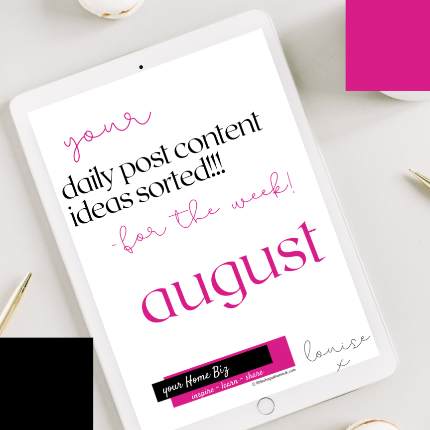 WC: 16th August 2021 – Plan your media posts – Daily inspo in one go!